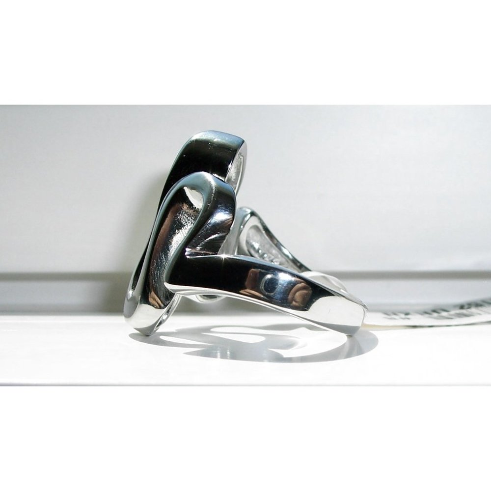 Modern Curvy Statement Ring Stainless Steel High Polished Women's - Picture 9 of 14